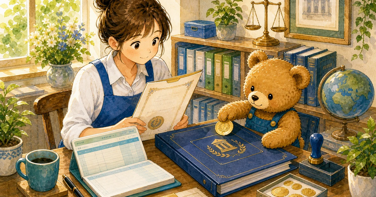 第3回第1問9：株式発行で当座預金に払い込まれた仕訳の解説用ヒーロー画像。こぐま商会で銀行通知と資金メモを見ながら、入金や返済の理由を確認する場面