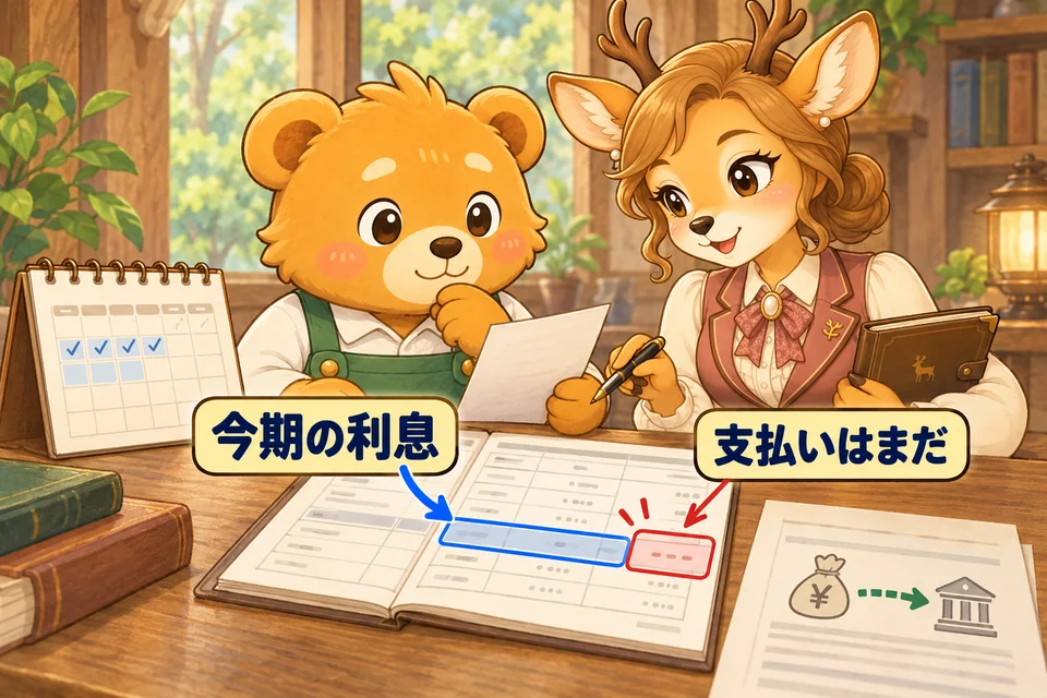 今期に発生した利息のうち、まだ支払っていない分を計上する。