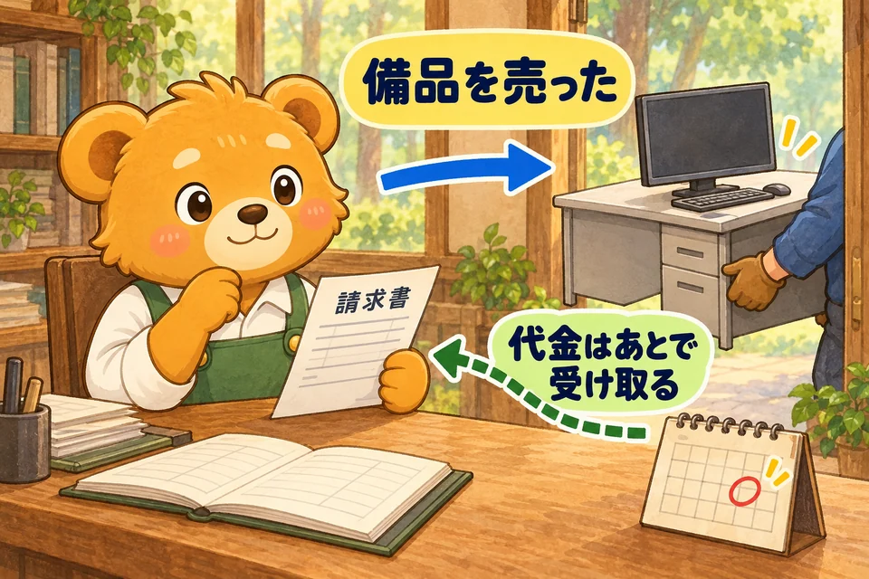 使っていた備品を売り、まだ受け取っていない売却代金を記録する。