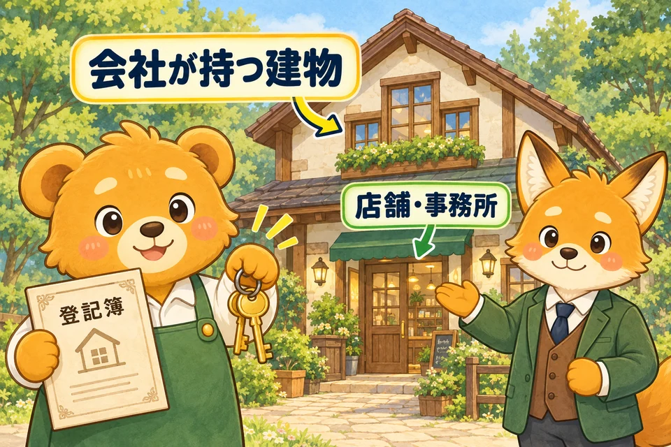 会社が所有し、長く使う店舗や事務所の建物。