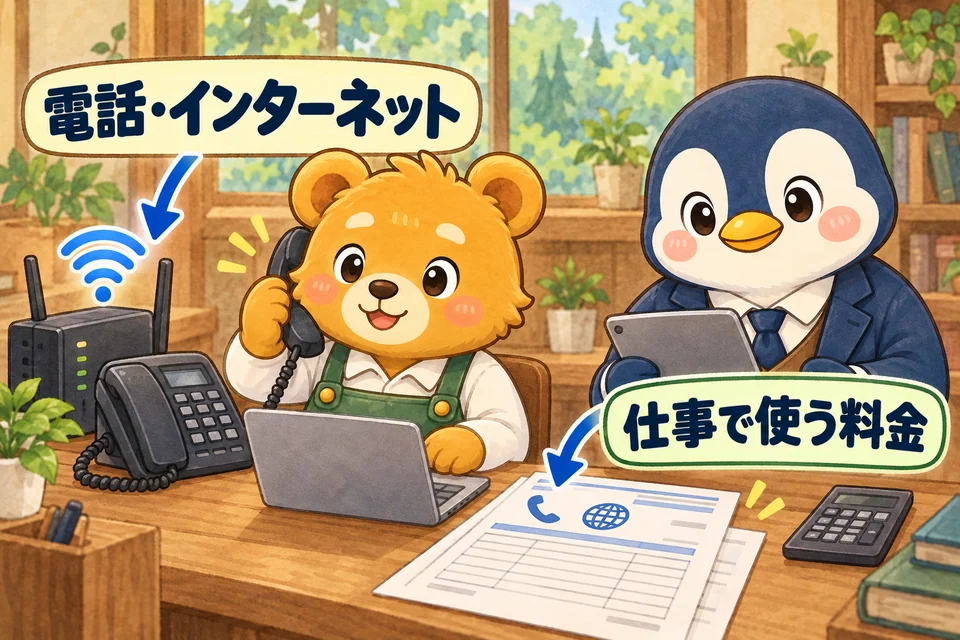 仕事で使う電話やインターネットの利用料金を支払う。