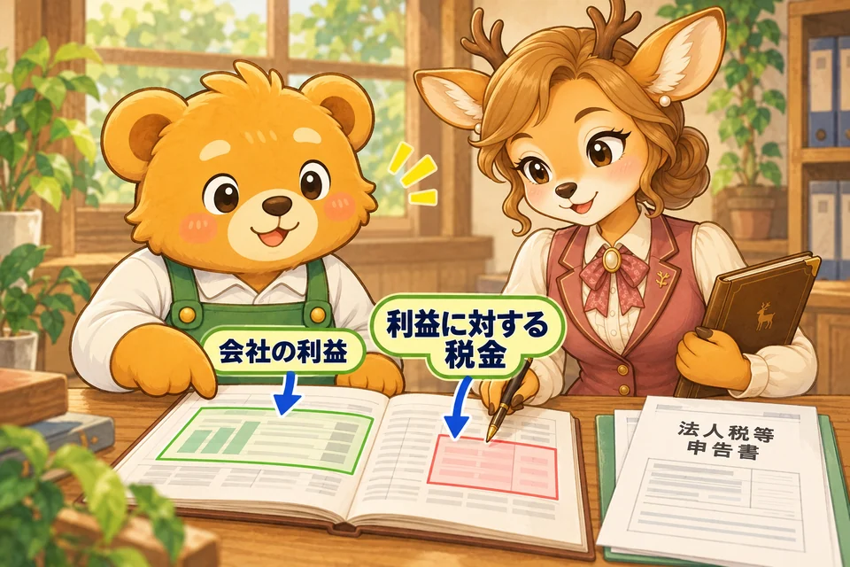 会社の利益に対して負担する法人税等を、決算で費用に計上する。