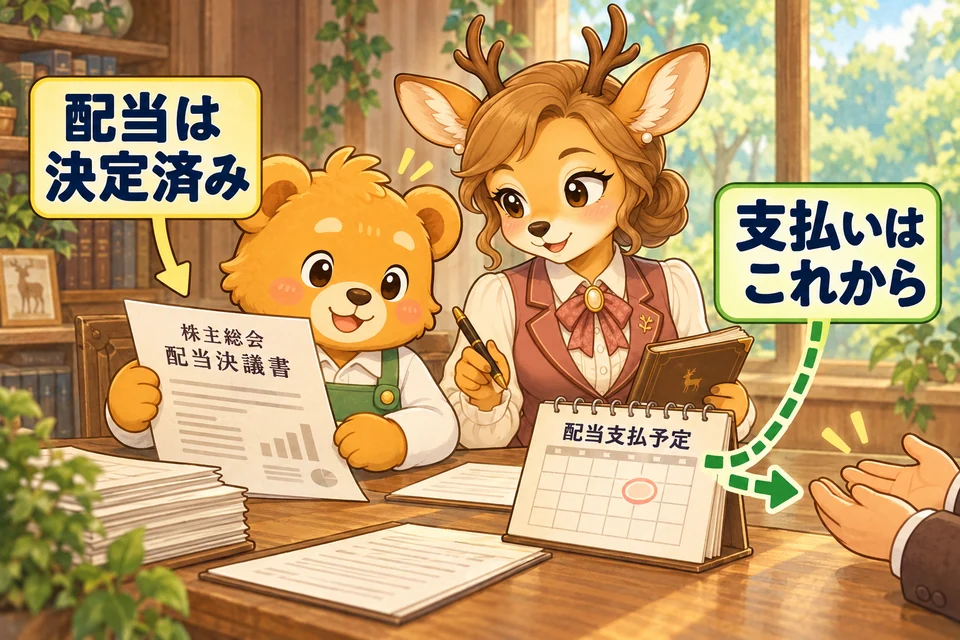 株主への配当を決めたあと、まだ支払っていない金額を記録する。