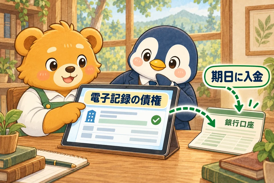 電子記録で管理する債権について、期日の入金を確認する。