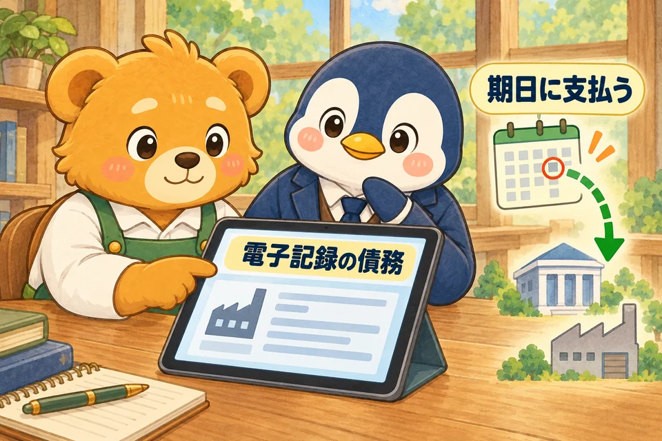 電子記録で管理する債務について、期日の支払いを確認する。
