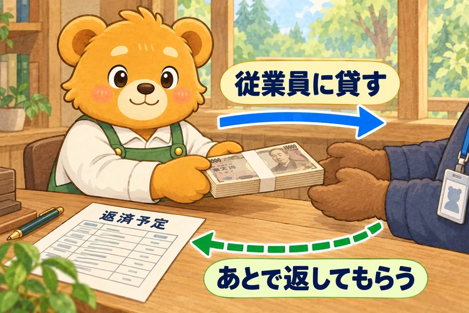 会社が従業員にお金を貸し、返済を受ける予定を立てる。
