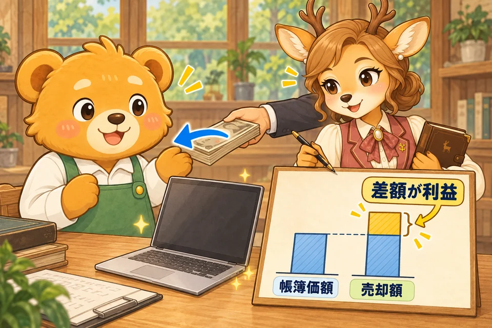 備品の売却額が帳簿価額を上回ったとき、その差額を利益にする。