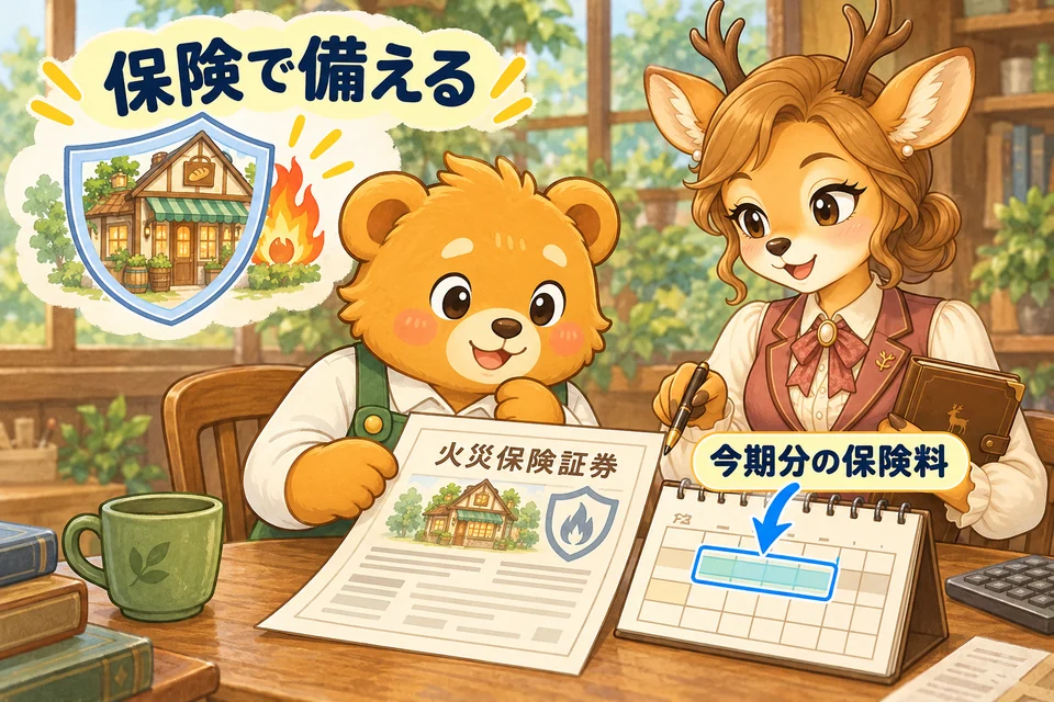 事業の火災保険などについて、今期に対応する保険料を費用にする。