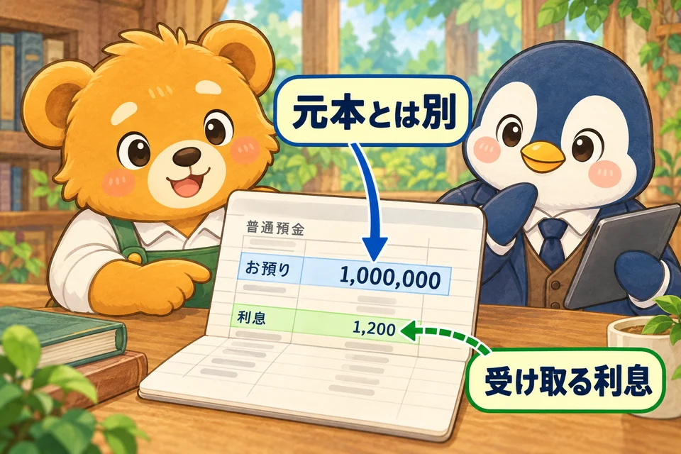 預けたお金などに対して、元本とは別に利息を受け取る。
