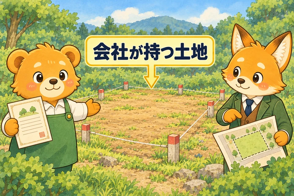 会社が所有する土地の区画と境界を確認する。