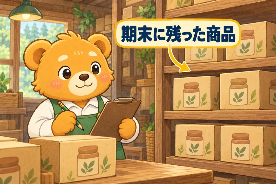 決算日に、まだ売れず棚に残っている商品を数える。