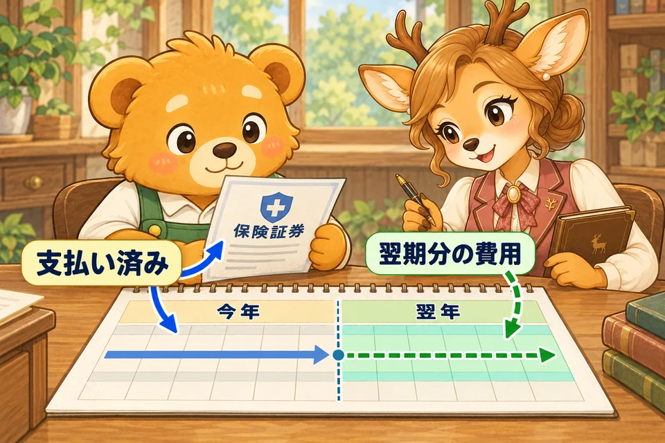 支払い済みの保険料のうち、翌期に対応する期間分を取り分ける。