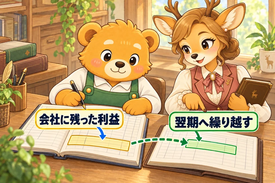 配当などに回さず会社に残した利益を、翌期へ引き継ぐ。
