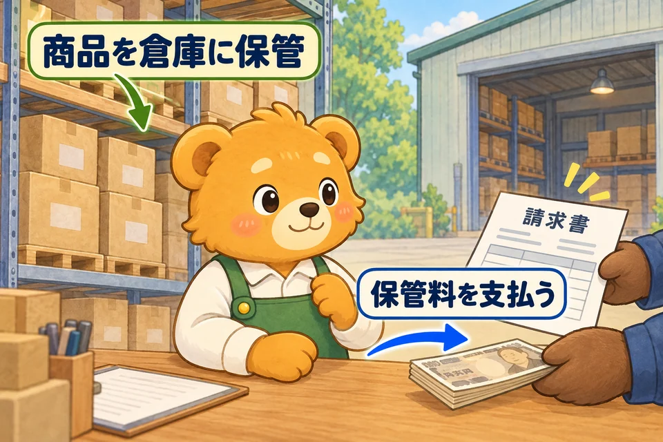 商品などを外部の倉庫に保管し、その保管サービスの料金を払う。