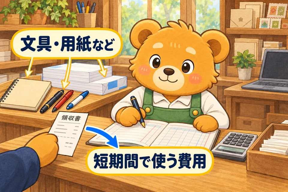 仕事で使う文具や用紙など、短期間で消費するものの費用。