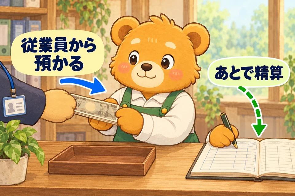 従業員から預かったお金を、あとで精算するために管理する。